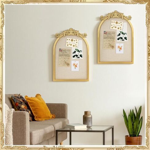 مجموعتان من لوحة الدبابيس ذات الإطار العتيق، لوحة عرض من الكتان، لوحة كبيرة من القماش المقوس، صورة مذكرة، لوحة صلاة مزخرفة مع 100 قطعة من مسامير الإبهام لتنظيم ديكور الحائط، 16 × 12 بوصة in Kuwait