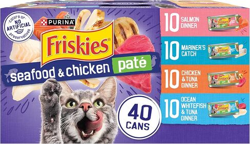 Purina Friskies Pate Wet Cat Food Variety Pack Seafood and Chicken Pate Favorites - 48 ct. Can in Kuwait