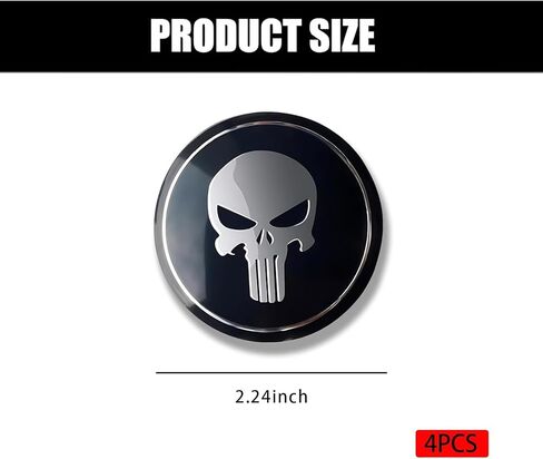 4 PCS Car Wheel Hub Center Cap Stick, Scratch-Proof Skull Emblems Center Caps for Rims, Universal Wheel Center Caps Sticker Decoration, for Most Cars Wheel Accessories (Black) in Kuwait