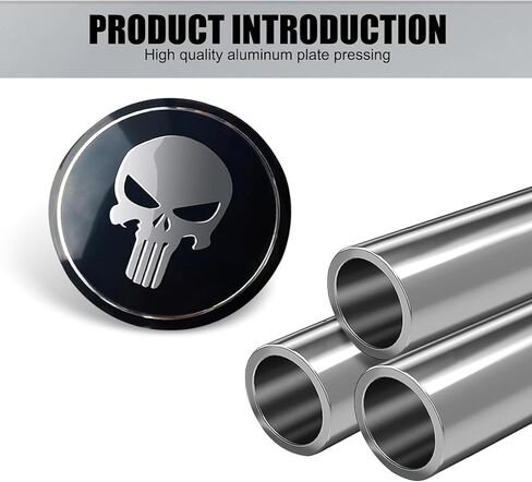 4 PCS Car Wheel Hub Center Cap Stick, Scratch-Proof Skull Emblems Center Caps for Rims, Universal Wheel Center Caps Sticker Decoration, for Most Cars Wheel Accessories (Black) in Kuwait