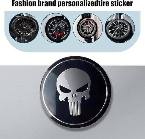 4 PCS Car Wheel Hub Center Cap Stick, Scratch-Proof Skull Emblems Center Caps for Rims, Universal Wheel Center Caps Sticker Decoration, for Most Cars Wheel Accessories (Black) in Kuwait