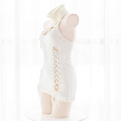 Women's Backless Hollow Out Anime Cosplay Sexy Off The Shoulder Sweater Turtleneck Knitted Tank Top in Saudi Arabia