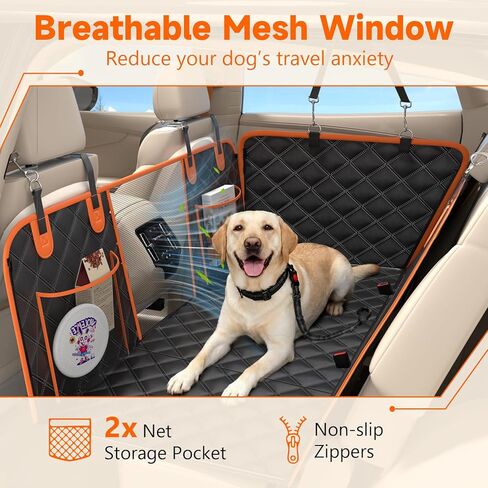 Back Seat Extender for Dogs, Hard Bottom Up to 499Lbs Dog Car Seat Cover for Back Seat, Waterproof Backseat Protector with Mesh Window and Pockets, Large Space Dog Hammock for Car & SUV & Small Truck in Saudi Arabia
