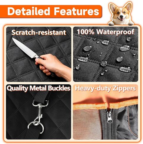 Back Seat Extender for Dogs, Hard Bottom Up to 499Lbs Dog Car Seat Cover for Back Seat, Waterproof Backseat Protector with Mesh Window and Pockets, Large Space Dog Hammock for Car & SUV & Small Truck in Saudi Arabia