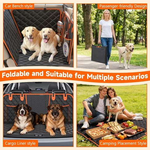 Back Seat Extender for Dogs, Hard Bottom Up to 499Lbs Dog Car Seat Cover for Back Seat, Waterproof Backseat Protector with Mesh Window and Pockets, Large Space Dog Hammock for Car & SUV & Small Truck in Saudi Arabia