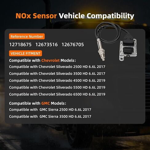 12673516 12676705 Upstream NOx Sensor Compatible with Chevrolet Sliverado 2500HD 3500HD 2017 Chevy Silverado 4500HD 5500HD 6500HD 2019 GMC Sierra 2500HD 3500HD 2017 Replace# 12718675 in Kuwait