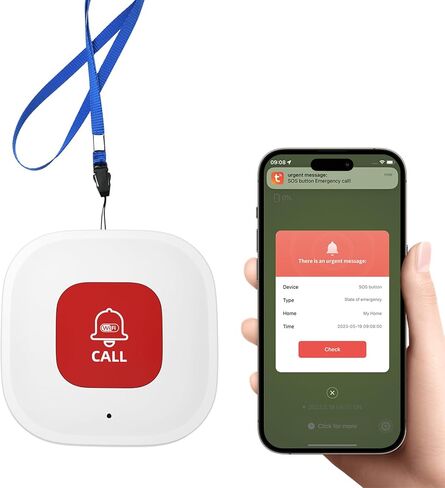 زر استدعاء مقدمي الرعاية WiFi لكبار السن في المنزل W إخطار التطبيق ، والمراقبة المسنة ، و Pager مقدم الرعاية ، وأنظمة تنبيه الحياة لكبار السن لا رسوم شهرية ، متوافقة مع تطبيق Tuya Smart/Smart Life (1) in Kuwait