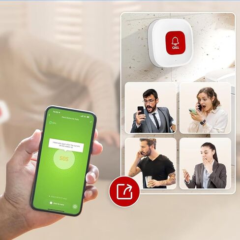 زر استدعاء مقدمي الرعاية WiFi لكبار السن في المنزل W إخطار التطبيق ، والمراقبة المسنة ، و Pager مقدم الرعاية ، وأنظمة تنبيه الحياة لكبار السن لا رسوم شهرية ، متوافقة مع تطبيق Tuya Smart/Smart Life (1) in Kuwait