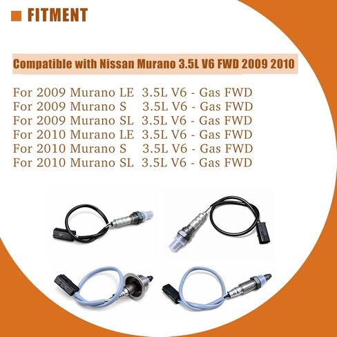 مستشعر الأوكسجين لأعلى ولأسفل متوافق مع نيسان مورانو 2009 2010 3.5L V6 FWD Bank 1 و2 O2 مستشعر استبدال # 234-9037 234-9081 234-4381 234-4380 in Saudi Arabia