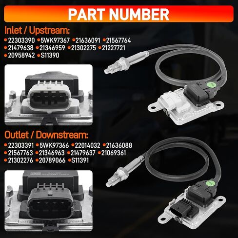 22303390 22303391 Inlet and Outlet NOX Sensor Compatible with 2010-2018 Volvo D11 D13 D16, 2010-2018 Mack CHU613 MP8 Replace for 5WK97366 5WK97367 in Kuwait
