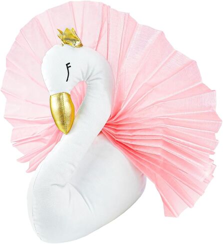 LNQ LUNIQI 3D Swan Wall Hanging Decoration Nursery Decor Wall Art Swan Wall Art Hook 3D Plush Swan Decor for Kids Room Birthday Wedding Present in Saudi Arabia