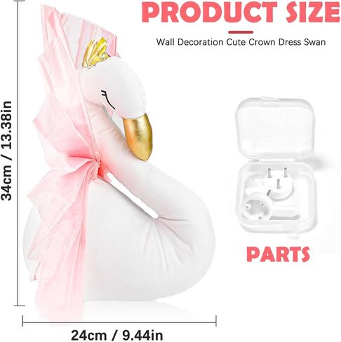 LNQ LUNIQI 3D Swan Wall Hanging Decoration Nursery Decor Wall Art Swan Wall Art Hook 3D Plush Swan Decor for Kids Room Birthday Wedding Present in Saudi Arabia
