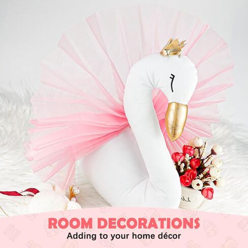 LNQ LUNIQI 3D Swan Wall Hanging Decoration Nursery Decor Wall Art Swan Wall Art Hook 3D Plush Swan Decor for Kids Room Birthday Wedding Present in Saudi Arabia