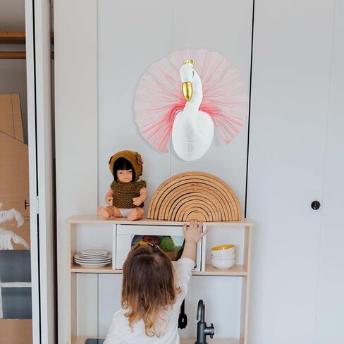 LNQ LUNIQI 3D Swan Wall Hanging Decoration Nursery Decor Wall Art Swan Wall Art Hook 3D Plush Swan Decor for Kids Room Birthday Wedding Present in Saudi Arabia