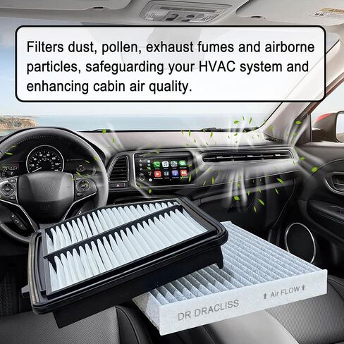 مجموعة فلتر هواء المحرك والمقصورة تناسب Honda HR-V 2023-2025 2.0L- استبدال 17220-5BA-A00، 80291-T5R-A01 CAF1873P CF11182 in Saudi Arabia