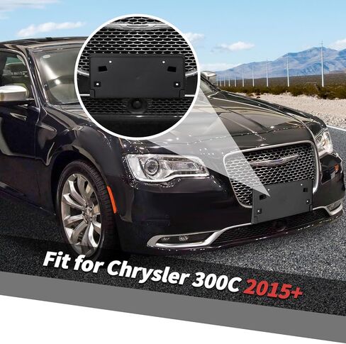 Jimen for Chrysler Plate Holder, Front License Tag Frame Mount Bracket Fit for Chrysler 300C 2015-2024 (Black) in Saudi Arabia