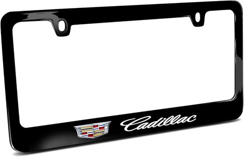 iPick Image Made for Cadillac Crest Logo in Full-Color Black Metal License Plate Frame in Kuwait