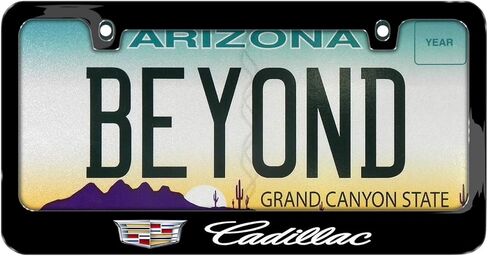 iPick Image Made for Cadillac Crest Logo in Full-Color Black Metal License Plate Frame in Kuwait