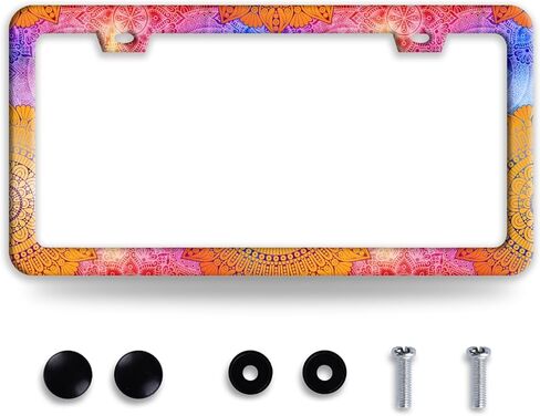 إطار لوحة ترخيص فراشة أزهار الكرز، إطارات لوحة ترخيص زهور جميلة، ملحقات مضحكة من الفولاذ المقاوم للصدأ، ديكور السيارات مع فتحتين ومسامير تناسب حامل المركبات الأمريكي القياسي مقاس 12.2 × 6 بوصات in Kuwait