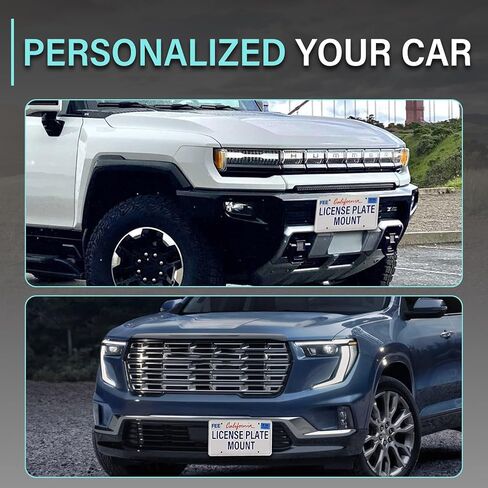 حامل حامل لوحة ترخيص المصد الأمامي بدون حفر متوافق مع GMC HUMMER EV، Sierra 2500HD الجيل الرابع، Sierra 3500HD الجيل الرابع، Terrain2nd gen، Yukon XL الجيل الخامس إطارات لوحة ترخيص الشبكة الأمامية in Kuwait