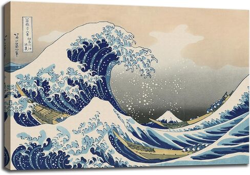 msspart The Great Wave off Kanagawa بواسطة Hokusai قماش جدار الفن الياباني الكلاسيكي العمل الفني اللوحة ديكور لغرفة المعيشة مجردة صورة المناظر البحرية طباعة لغرفة النوم مكتب ديكور المنزل - 24 "× 36" in Kuwait