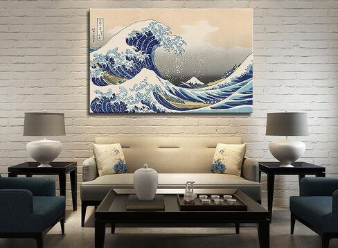 msspart The Great Wave off Kanagawa بواسطة Hokusai قماش جدار الفن الياباني الكلاسيكي العمل الفني اللوحة ديكور لغرفة المعيشة مجردة صورة المناظر البحرية طباعة لغرفة النوم مكتب ديكور المنزل - 24 "× 36" in Kuwait