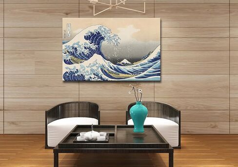 msspart The Great Wave off Kanagawa بواسطة Hokusai قماش جدار الفن الياباني الكلاسيكي العمل الفني اللوحة ديكور لغرفة المعيشة مجردة صورة المناظر البحرية طباعة لغرفة النوم مكتب ديكور المنزل - 24 "× 36" in Kuwait