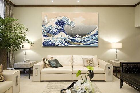 msspart The Great Wave off Kanagawa بواسطة Hokusai قماش جدار الفن الياباني الكلاسيكي العمل الفني اللوحة ديكور لغرفة المعيشة مجردة صورة المناظر البحرية طباعة لغرفة النوم مكتب ديكور المنزل - 24 "× 36" in Kuwait