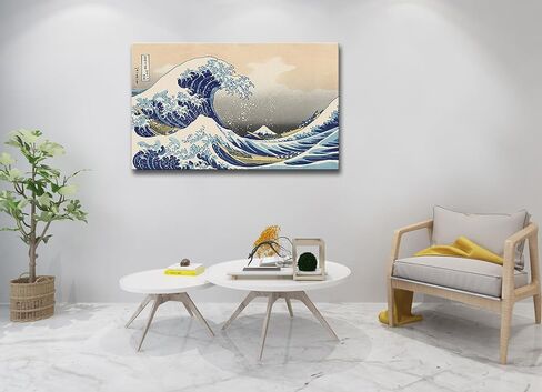 msspart The Great Wave off Kanagawa بواسطة Hokusai قماش جدار الفن الياباني الكلاسيكي العمل الفني اللوحة ديكور لغرفة المعيشة مجردة صورة المناظر البحرية طباعة لغرفة النوم مكتب ديكور المنزل - 24 "× 36" in Kuwait