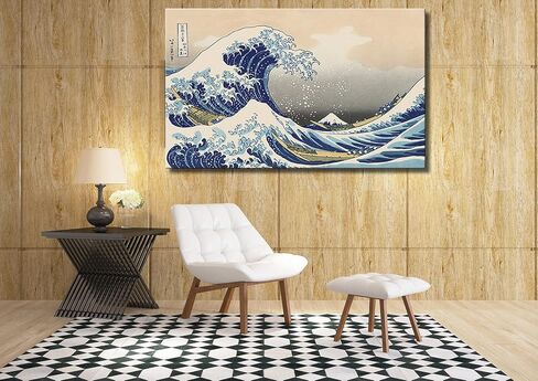 msspart The Great Wave off Kanagawa بواسطة Hokusai قماش جدار الفن الياباني الكلاسيكي العمل الفني اللوحة ديكور لغرفة المعيشة مجردة صورة المناظر البحرية طباعة لغرفة النوم مكتب ديكور المنزل - 24 "× 36" in Kuwait