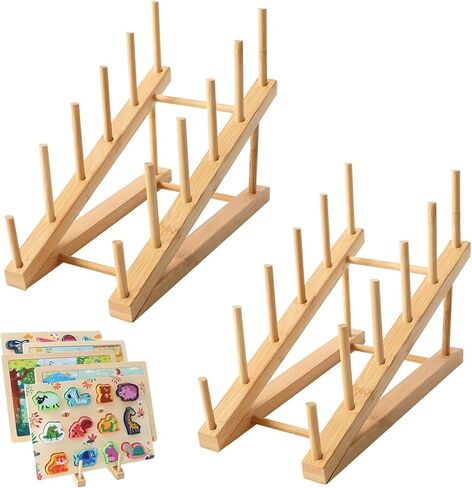 Wooden Puzzle Storage Rack, 2 Pcs Puzzle Organizer Puzzle Holder Rack, Jigsaw Puzzle Storage Rack Organizer Shelf for Adults Craft Collection Lovers in Saudi Arabia