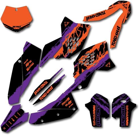 Black, Orange & Purple Slick Racing Graphics Kit fits 07-10 KTM SX SXF XC XCF 125 150 200 250 300 450 Decal Sticker kit in Kuwait