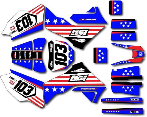 Graphics Kit for Losi PROMOTO-MX RC Motorcycle Dirt Bike (All Years) USA Series Gold 21 Mil - Pro Edition - Dirt Pit Bike Motorcycle Sticker, Dirtbike Racing Decal Motocross no-Plastics in Saudi Arabia
