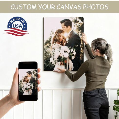 Custom Canvas Prints with Your Photos Personalized Framed Canvas Photos Prints Wall Art Custom Picture Gifts for Family Couple Boyfriend Girlfriend Pet Baby 6x8in in Saudi Arabia