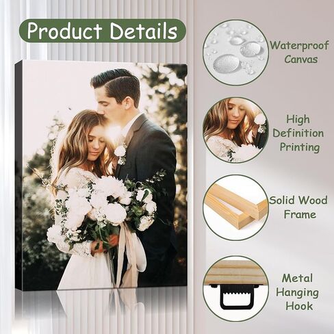 Custom Canvas Prints with Your Photos Personalized Framed Canvas Photos Prints Wall Art Custom Picture Gifts for Family Couple Boyfriend Girlfriend Pet Baby 6x8in in Saudi Arabia