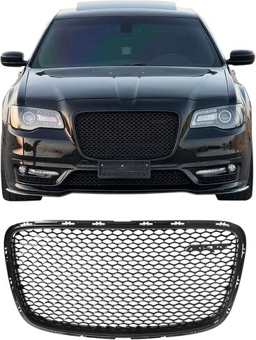 IKON MOTORSPORTS Front Lower Grille, Compatible with 2015-2023 Chrysler 300 All Models, SRT Style Matte Black PP Replacement Clip on Front Bumper Hood Grill 1PC in Saudi Arabia