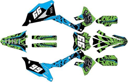 Graphics Kit for Kawasaki KX450 2019-2023 and KX250 2021-2024 Revolt Series Cyan 9 Mil - Easy Go - Dirt Pit Bike Motorcycle Sticker, Dirtbike Racing Decal Motocross Accessories no-Plastics in Saudi Arabia