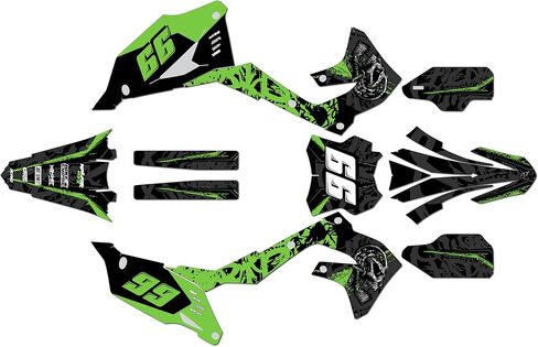 Graphics Kit for Kawasaki KX450 2019-2023 and KX250 2021-2024 Revolt Series Cyan 9 Mil - Easy Go - Dirt Pit Bike Motorcycle Sticker, Dirtbike Racing Decal Motocross Accessories no-Plastics in Saudi Arabia