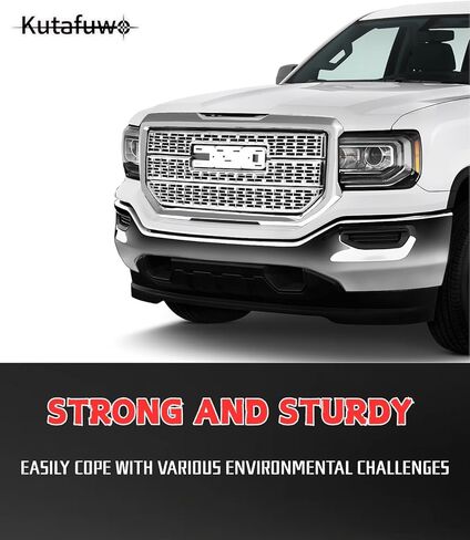 Front Upper Bumper Grille Grill Assembly Compatible with 2016-2019 GMC Sierra 1500, OEM Denali Style Chrome Engine Heat Dissipation Mesh Grille Covers in Kuwait