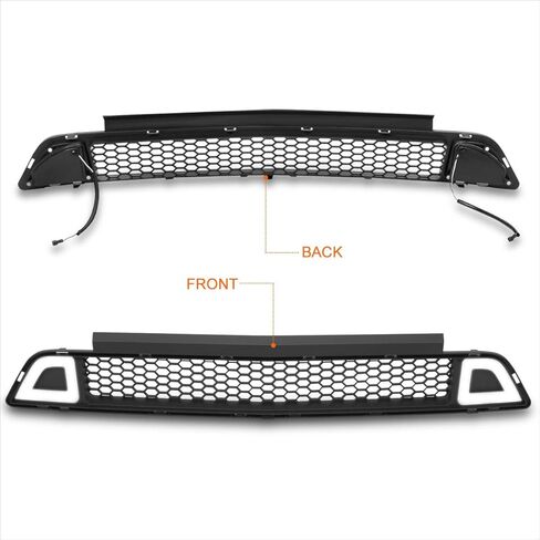 Honeycomb Mesh Front Lower Bumper Grille Grill w/LED Light Compatible with 15-17 Ford Mustang Base Ecoboost GT,Black in Kuwait