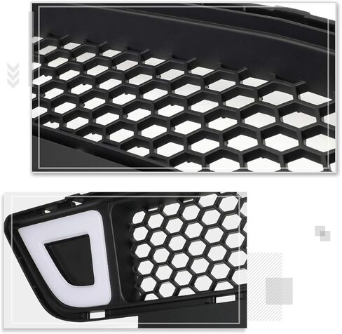 Honeycomb Mesh Front Lower Bumper Grille Grill w/LED Light Compatible with 15-17 Ford Mustang Base Ecoboost GT,Black in Kuwait