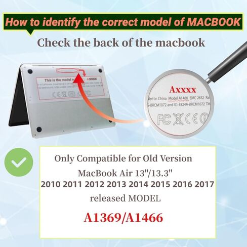 Shell Compatible with MacBook Air 13 Inch Case(Model A1369&A1466, Old Version 2017-2010 Release), Hard Plastic Laptop Shell, Keyboard Skin and Bag for MacBook Air 13.3", Creative Brains in Kuwait