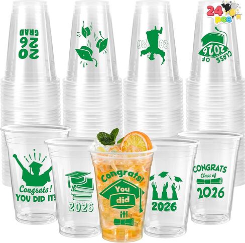 Joyin 24 PCS 16oz Party Party Coups (Blue) ، 24 تصميمًا يمكن التخلص من الكؤوس للصف من 2025 خريجين ، أدوات المائدة بشكل كبير لمدرسة الدراسات العليا في مدرسة ثانوية ، توريد الحفلة in Saudi Arabia