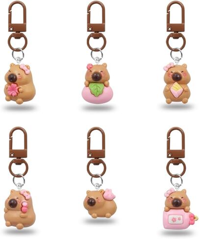 Capybara Keychains, 6 Pcs Cute Capybara in Pink Keychains for Birthday Party Gift, Backpack, Handbag, Purse, Car Key Decor, Perfect for Capybara Lovers Kids Boys Girls Students Women in Saudi Arabia