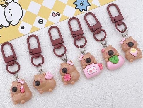Capybara Keychains, 6 Pcs Cute Capybara in Pink Keychains for Birthday Party Gift, Backpack, Handbag, Purse, Car Key Decor, Perfect for Capybara Lovers Kids Boys Girls Students Women in Saudi Arabia