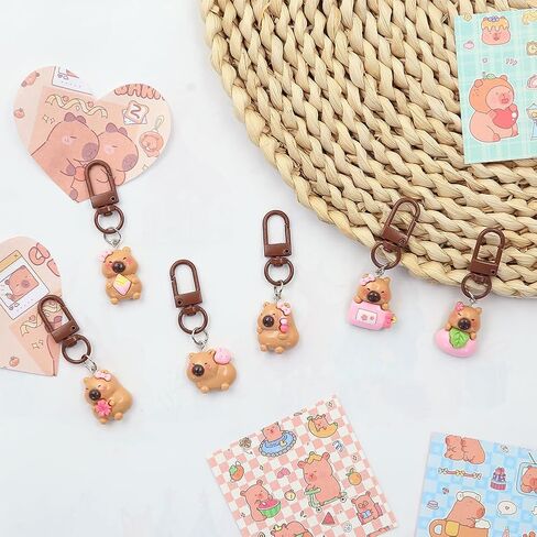 Capybara Keychains, 6 Pcs Cute Capybara in Pink Keychains for Birthday Party Gift, Backpack, Handbag, Purse, Car Key Decor, Perfect for Capybara Lovers Kids Boys Girls Students Women in Saudi Arabia