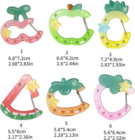 Acrylic Hollow Fruit Keychain Carabiner Clip Lightweight Sturdy Accessory Acrylic Holder For Bag Keys Backpack in Saudi Arabia