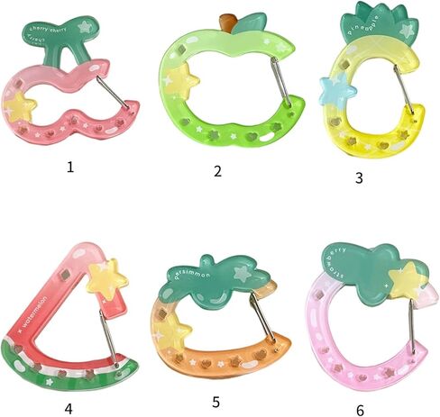 Acrylic Hollow Fruit Keychain Carabiner Clip Lightweight Sturdy Accessory Acrylic Holder For Bag Keys Backpack in Saudi Arabia