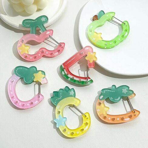 Acrylic Hollow Fruit Keychain Carabiner Clip Lightweight Sturdy Accessory Acrylic Holder For Bag Keys Backpack in Saudi Arabia