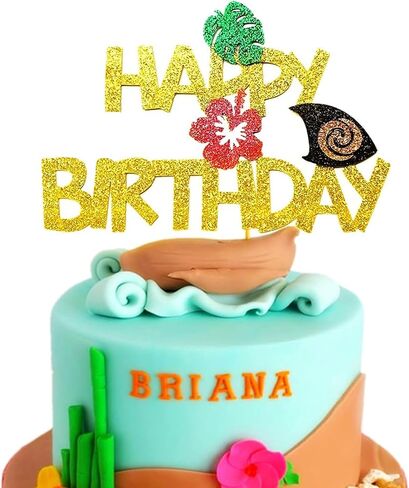 Glitter Moana Birthday Cake Topper Moana Party Supplies Moana Cake Decoration Moana Birthday Party Decoration Hawaiian Birthday Decoration in Kuwait